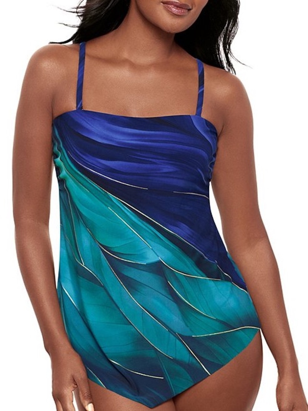 NWOT MIRACLESUIT Maldiva Straight Neck Underwire Hankini Swim Top
Size 12 - Picture 1 of 11